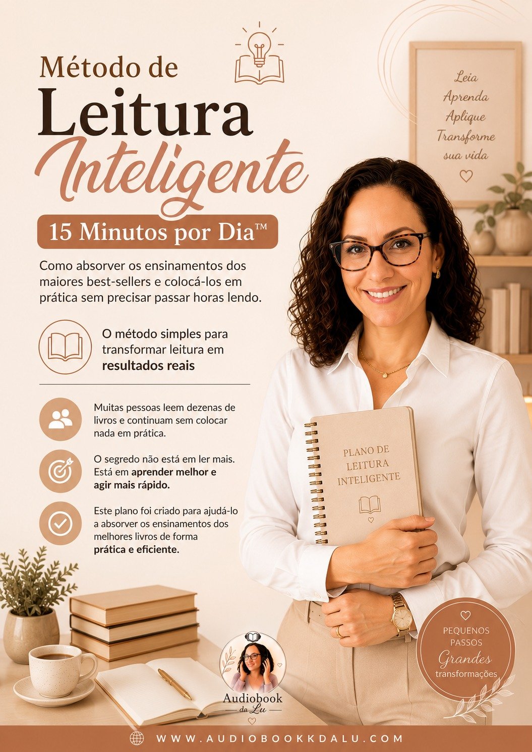 Plano de leitura inteligente mostrando um calendário e livros estruturados por temas