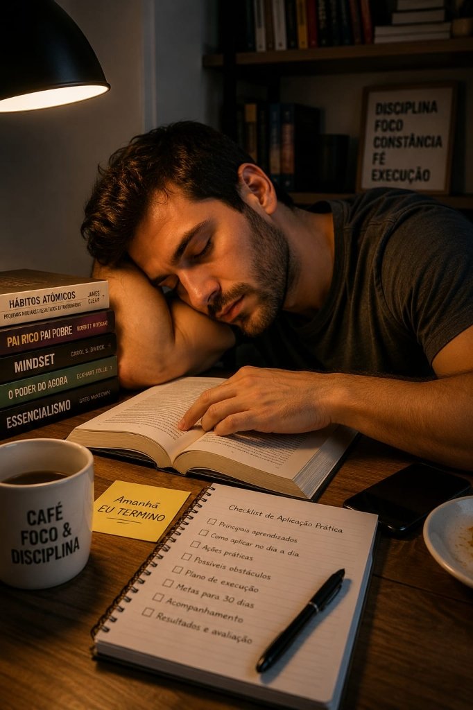 Pilha de livros acumulados intocados simbolizando a frustração de não conseguir ler tudo